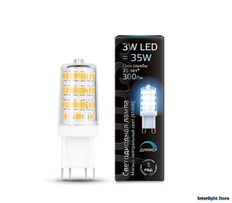 Gauss LED T15 3w 840 DIM AC185-265v G9