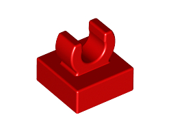Tile, Modified 1 x 1 with Open O Clip, Red (15712 / 6072998 / 6348058)