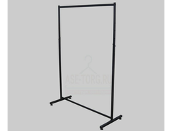 SR001 Вешало-рейл одноярусное цвет: черный шагрень, регулируемое для одежды напольное, усиленная перекладина из овальной трубы, L=1200 мм