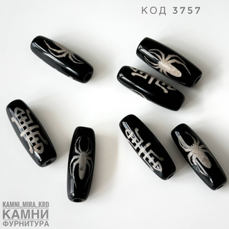 Бусины дзи на основе агата, средний биконус, вид в ассортименте, цена за штуку