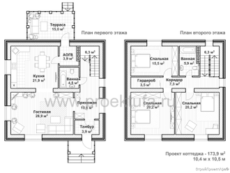 план коттеджа К-174