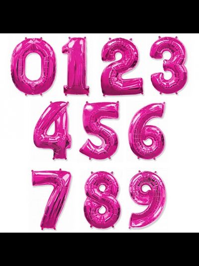 Цифра фольгированная с гелием Фуксия 102см