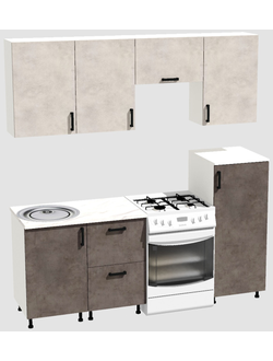 Кухня Эконом 1,5 метра с полуколонкой (1000х500) Цвет: Цемент светлый/Цемент темный