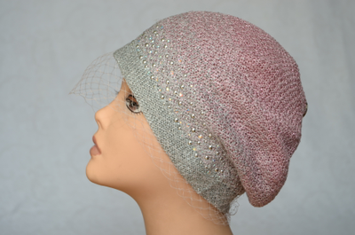 Берет с вуалью вязаный для женщин фото итальянских женских беретов