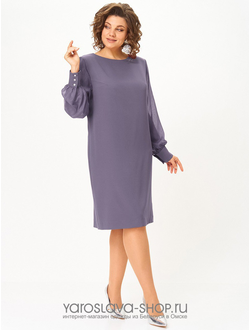 Модель:2723.Женское платье нежно-фиолетового цвета с шифоновыми рукавами