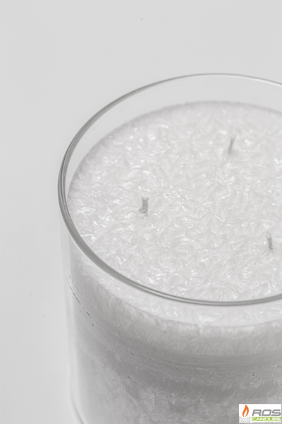 Новогодняя свеча заливная белая с крышкой 10*10см