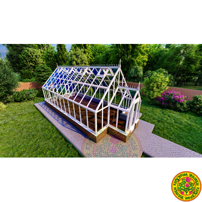 Базовая комплектация теплицы в английском стиле с холлом из стекала и алюминия СКАРЛЕТТ SL 8000 х 4000 мм