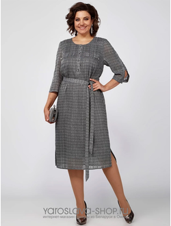 Модель: А-3848-В. Шифоновое платье серого цвета.