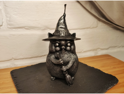 Свеча "Волшебный котик" черная с серебром, 1 шт., 10,5 x 6,5 см