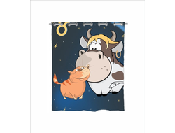Штора в ванную с символикой "Быка" №2