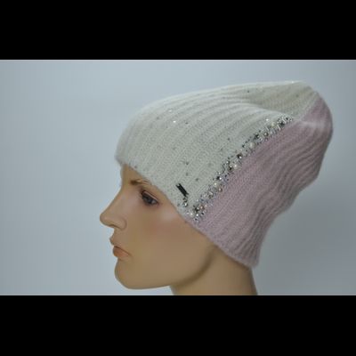 Шапка Vizio 1384 CY белая с розовым