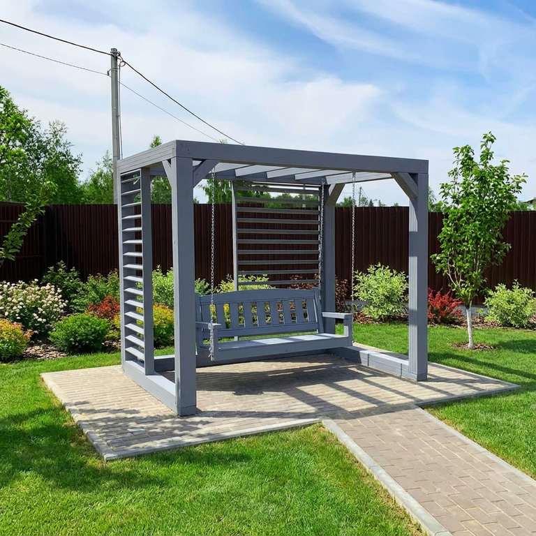 Идеальный уголок для отдыха и игр на даче: гармония садовых качелей и детского домика