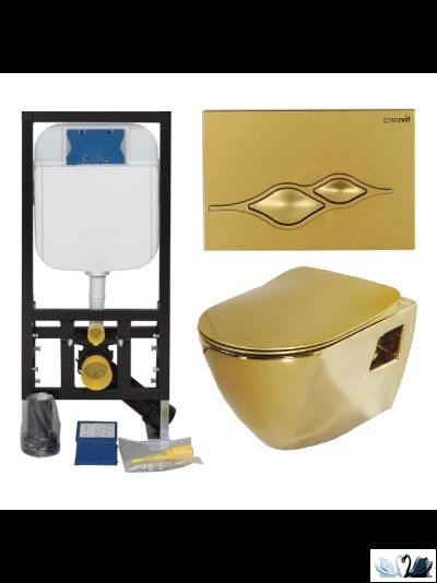 xКнопка смыва CREAVIT UFO GP1006.00 золото матовый