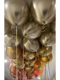 Шары золото, розовое золото, шампань 20 шт под потолок