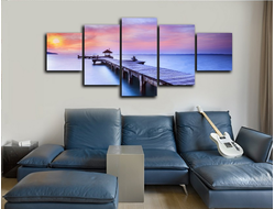 Модульная картина "Закат на причале"