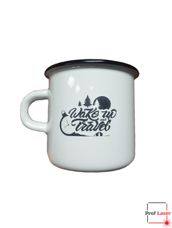 Эмалированная кружка "Wake up and travel"