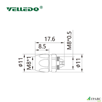 Монтажный разъем VELLEDQ FLQ-M8-F03(M8)-HB размеры