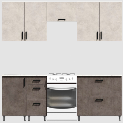 Кухня Эконом 1,8 метра (900х900) Цвет: Цемент светлый/Цемент темный