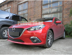 Защита радиатора Mazda 3 2013-2016 black верх PREMIUM