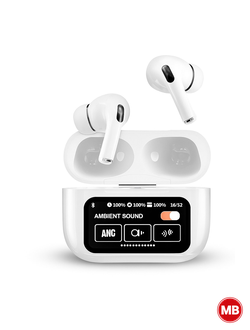 Беспроводные наушники с экраном на кейсе