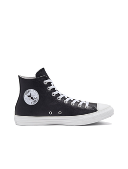 Кеды Converse All Star Leather черные высокие кожаные 166730C