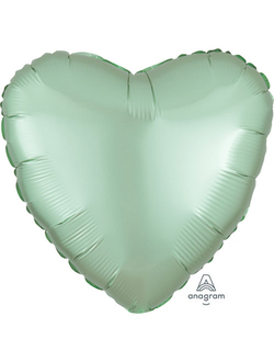 Шар Сердце, Сатин Люкс, Мятный
