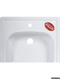 Мойка стальная эмалированная белая эмаль Antika 50х50 с кронштейнами