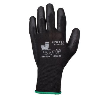Защитные перчатки с полиуретановым покрытием черные (размер XL) 1пара