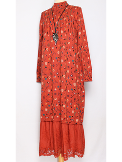 ПЛАТЬЕ БОХО хлопок "ПРОВАНС ВОЛАН" коралл р.46-54