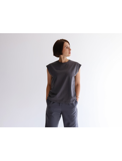 Футболка женская без рукавов  (графит)