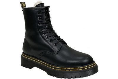 Ботинки Dr Martens 1460 Black Smooth Double Stitch зимние с мехом