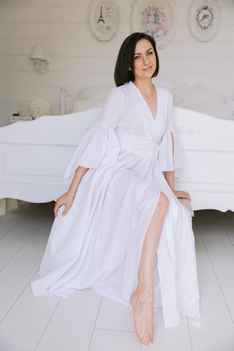 Будуарное платье-халат (белое)