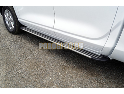 Пороги алюминиевые "Slim Line Silver" 1920 мм ТСС для Changan Hunter Plus 2023-