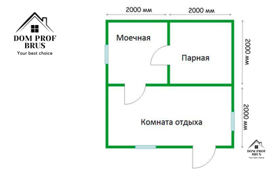 Баня из профилированного бруса "Дача" 16м2 4х4