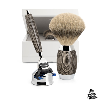 Бритвенный набор Muehle Edition, мореный дуб стерлинговое серебро