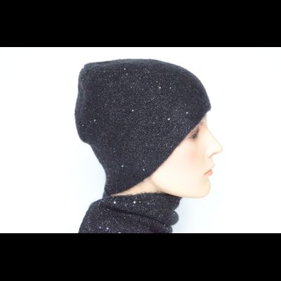Черная женская шапка с пайетками Vizio Италия 8058 CY