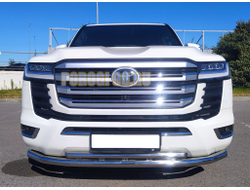 Защита переднего бампера двойная d60/42 для Toyota Land Cruiser 300 (Юбилейная) 2021-
