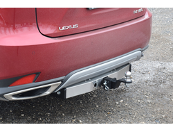 Фаркоп с накладкой из нерж. LEXUS RX (кроме F-Sport) 2019- съемный квадрат