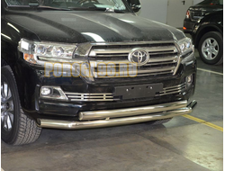 Защита переднего бампера ,овал d76/75х42 для Toyota Land Cruiser 200 2015-2018