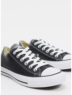 Кеды Converse черные низкие кожаные 132174C живые фото