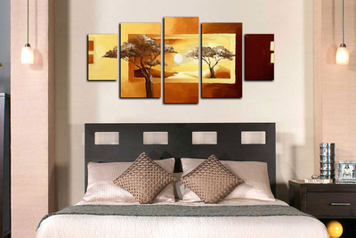 Модульная картина "Солнце и два дерева"