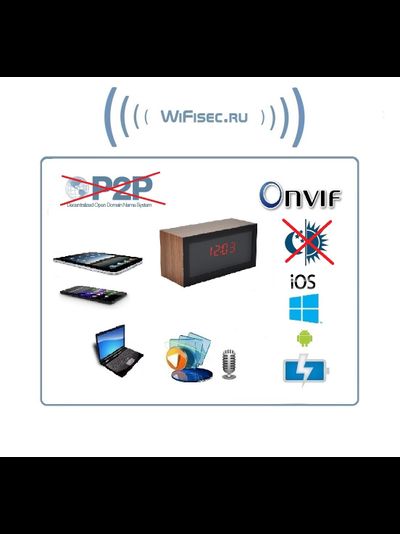 IP видеоняня WiFi (Информатор времени и температуры, деревянный корпус) с аккумулятором, с DVR, HD (Pro iCam) (уценка2)