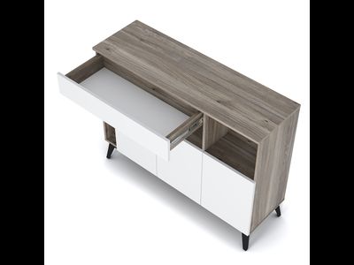 Комод Ева КМ-11 дуб смоки/белый (Мебелони)