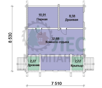 Баня 8x7,5 из профилированного бруса