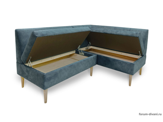 Кухонный Угловой диван "Форум-8Б" Стандартный Велюр, Серый, правый