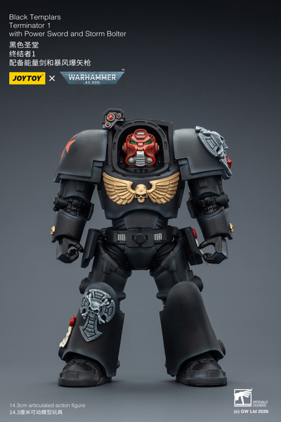 Терминатор Черных Храмовников (Warhammer 40K) - КОЛЛЕКЦИОННАЯ ФИГУРКА 1/18 Black Templars Terminator with Power Sword and Storm Bolter (JT03097) - JOYTOY