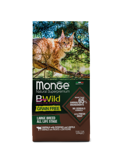 Корм котят и крупных кошек Monge BWild Grain Free беззерновой из мяса буйвола 1,5 кг