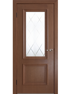 Дверь шпонированная остекленная "Бергамо 4 Дуб Палисандр"