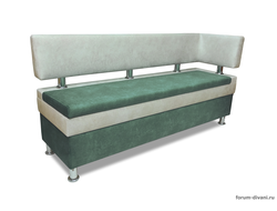 Кухонный ДИВАН "ФОРУМ-4" с боковой спинкой, Зеленый/Слоновая кость Правый