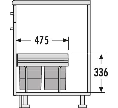 ВСТРАИВАЕМОЕ ВЕДРО ДЛЯ МУСОРА 36Л (2X18) SPACE SAVING HAILO 3641-12